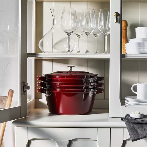 Staub Stackable 4-pc. Set: Cast Iron Dutch Oven, Grill Pan & Braiser