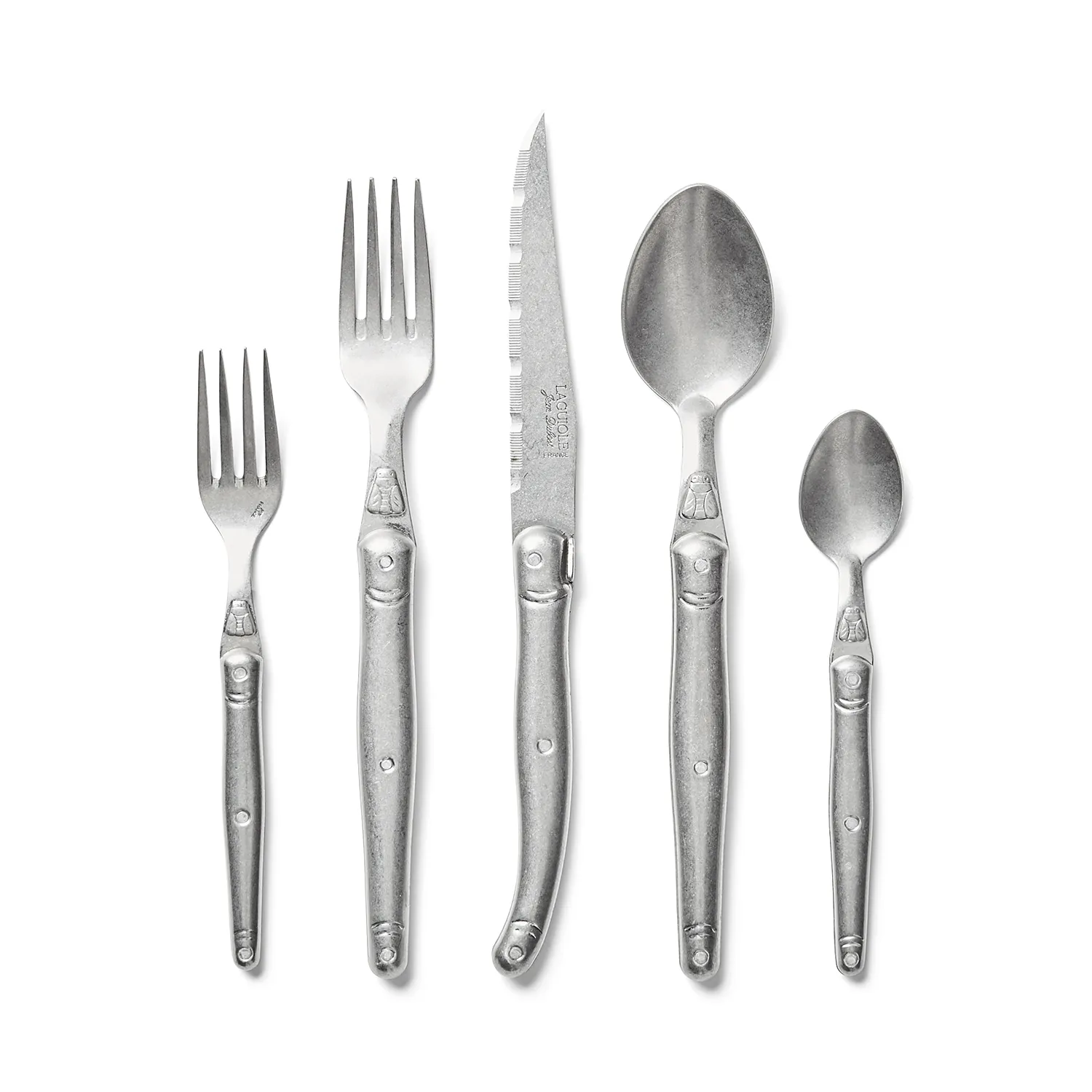 Dubost Stainless Steel Laguiole Flatware, Set of 20