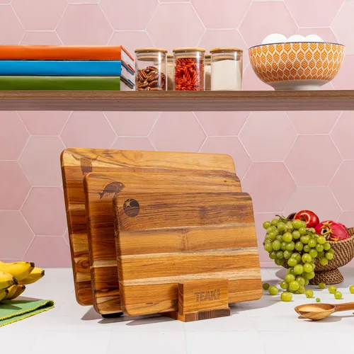 Teakhaus Set of 3 Cutting Boards with Stand