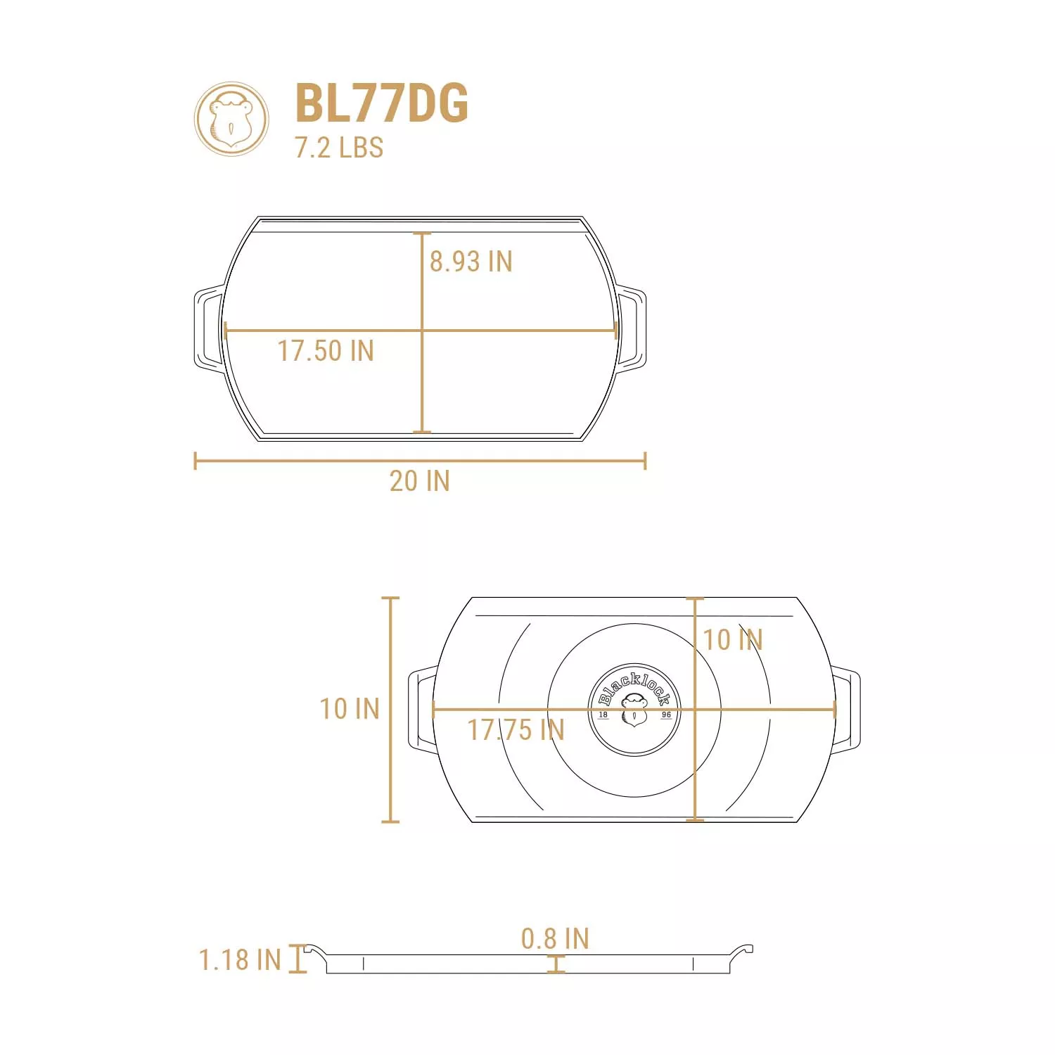 Lodge Blacklock Cast Iron Double Burner Griddle, 20"