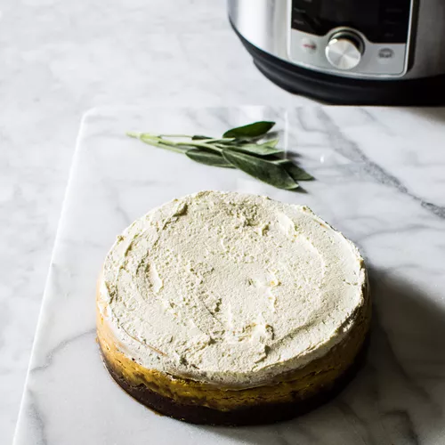 Instant Pot Pumpkin Cheesecake with Candied Sage