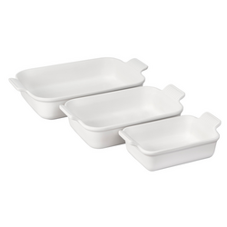 Le Creuset Heritage Stoneware Rectangular Bakers, Set of 3 Le Creuset never disappoints!  These rectangular bakers are just the right size for dinner for two or a casserole for many