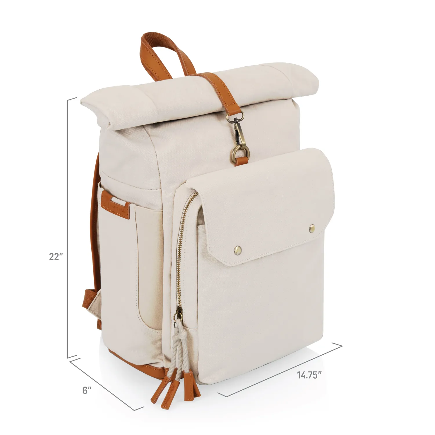Picnic Time Roll Top Backpack Cooler w/ Utensil Set & Water Bottles