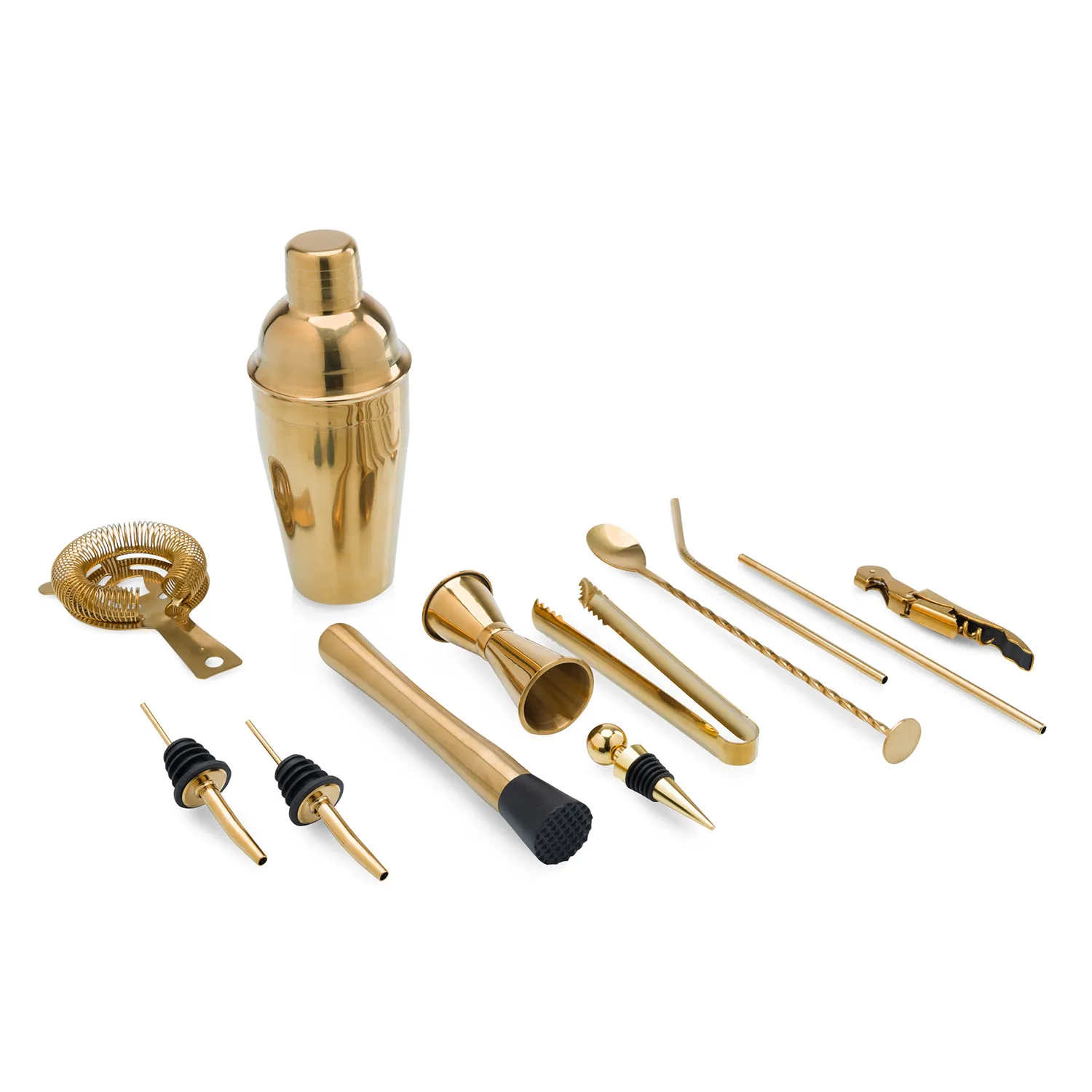 Picnic Time Acacia Gold Bar Tools, Set of 13