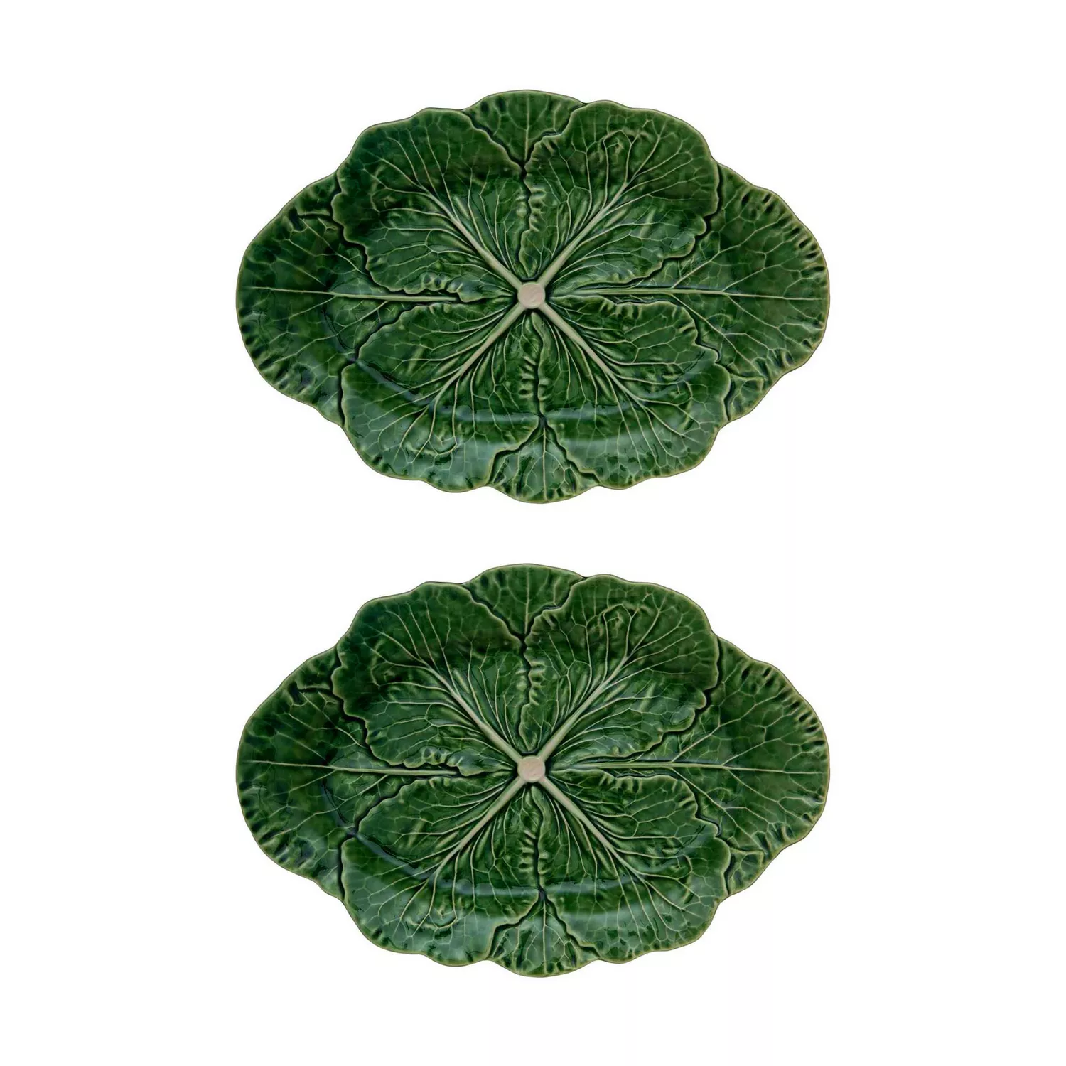 Bordallo Pinheiro Cabbage Oval Platter, Set of 2