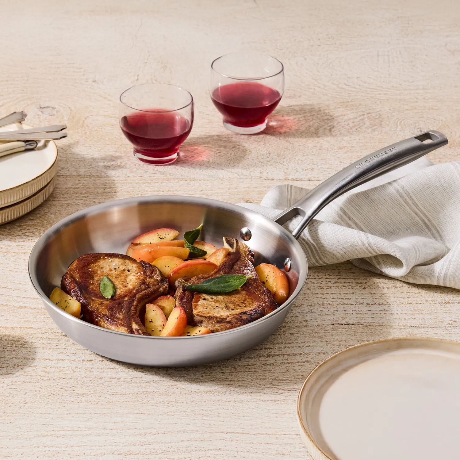 Le Creuset Essential Stainless Steel Set of Two Skillets, 9.5" & 11"