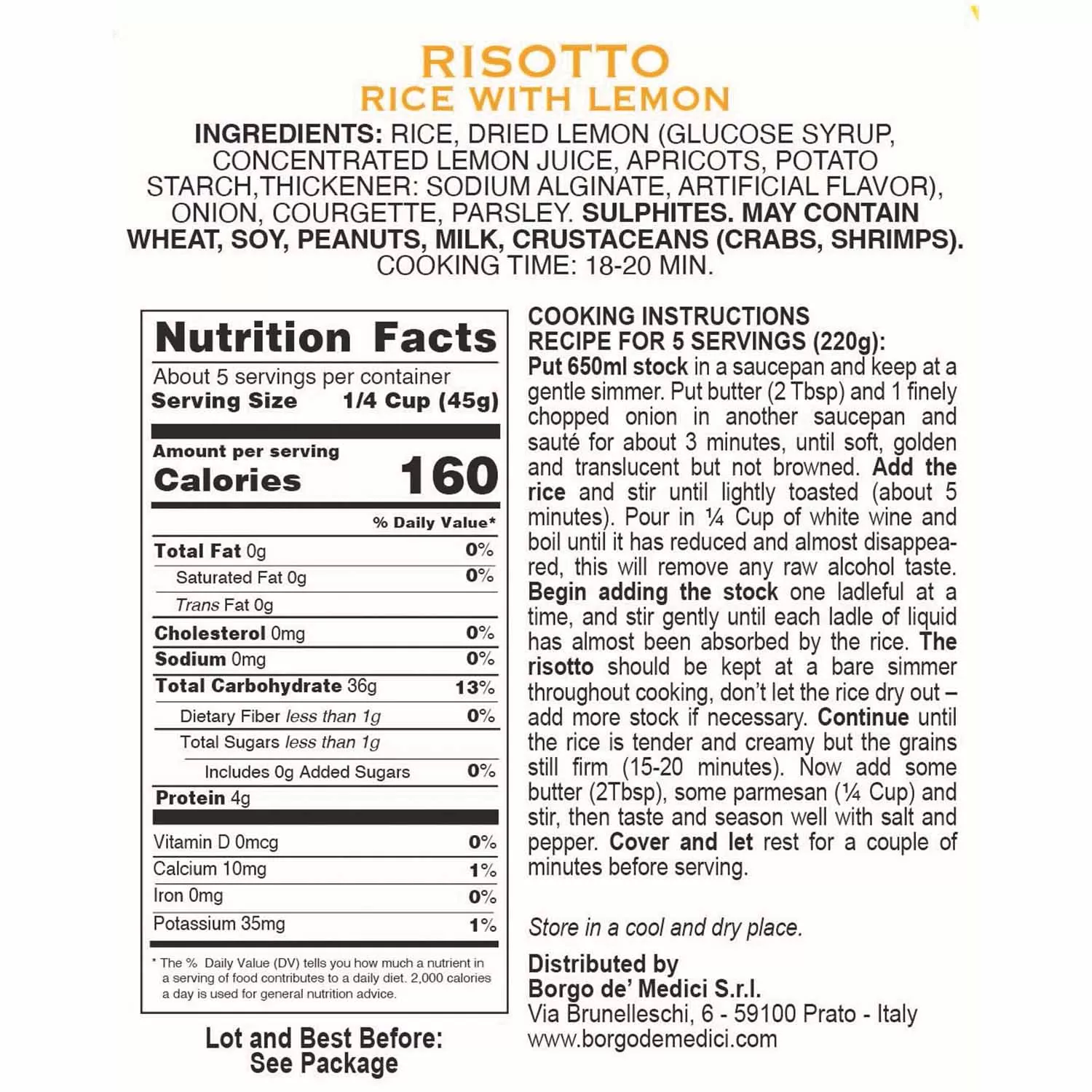 De' Medici Lemon Risotto Mix, 7.7 oz. Sur La Table