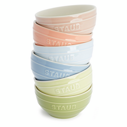 Staub Pastel Macaron Stoneware Mini Bowls, Set of 6 Fun colors, perfect size for ice cream, fruit, or small serving of cereal