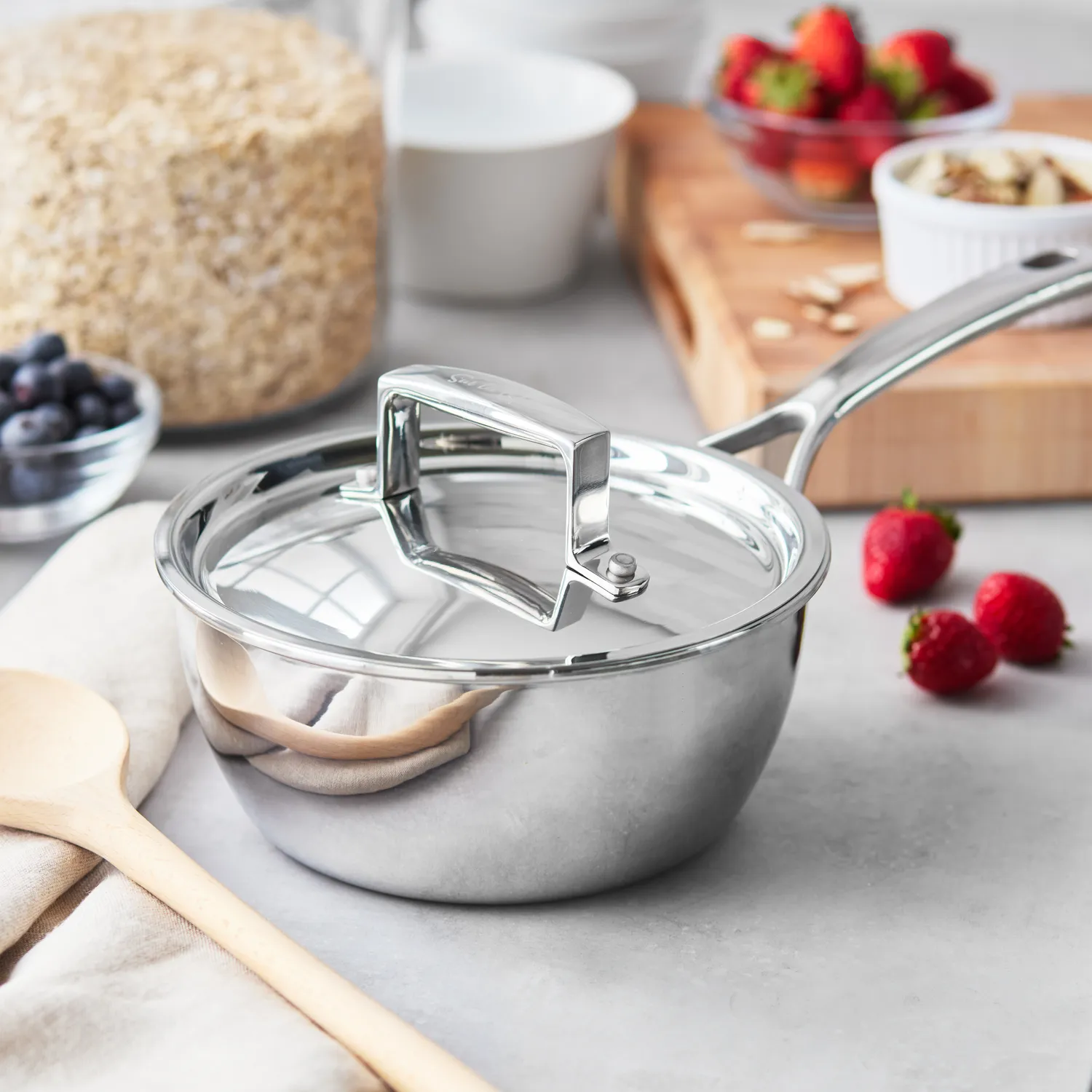 Sur La Table Classic 5-Ply Stainless Steel Saucier, 2 qt.