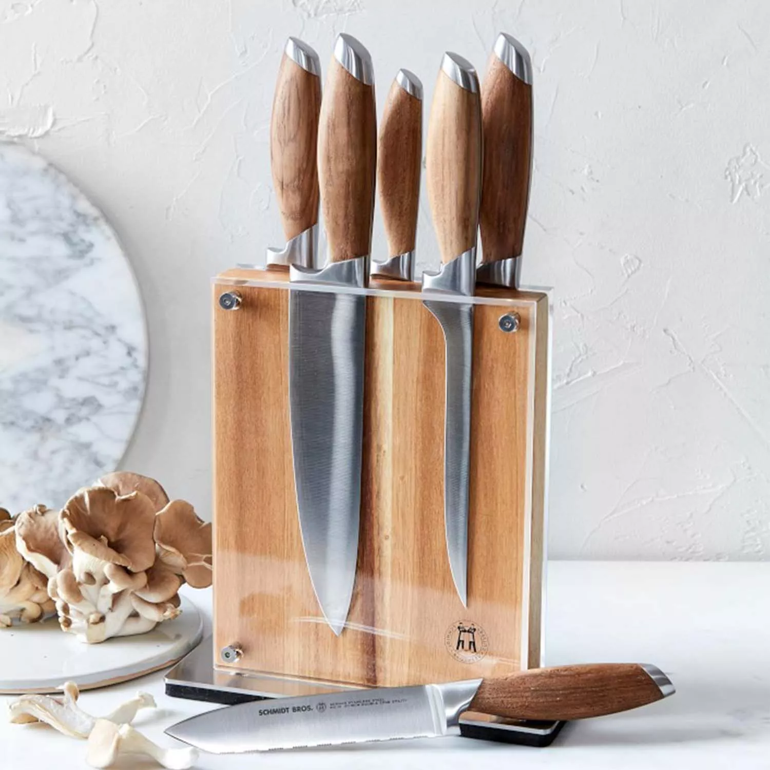 Schmidt Brothers Cutlery Bonded Teak 7-Piece Knife Block Set