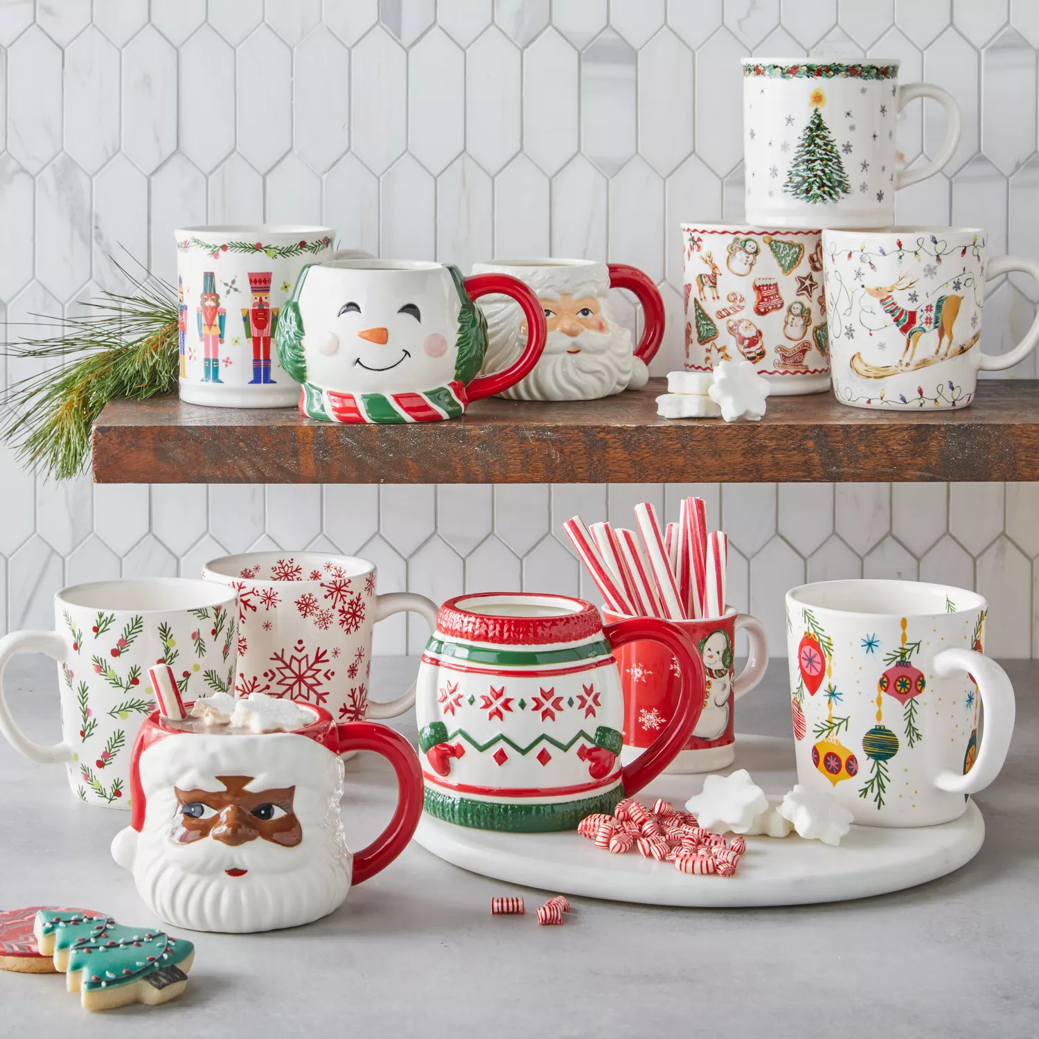 Sur La Table 18 oz. 4-Mug Holiday Stoneware Set