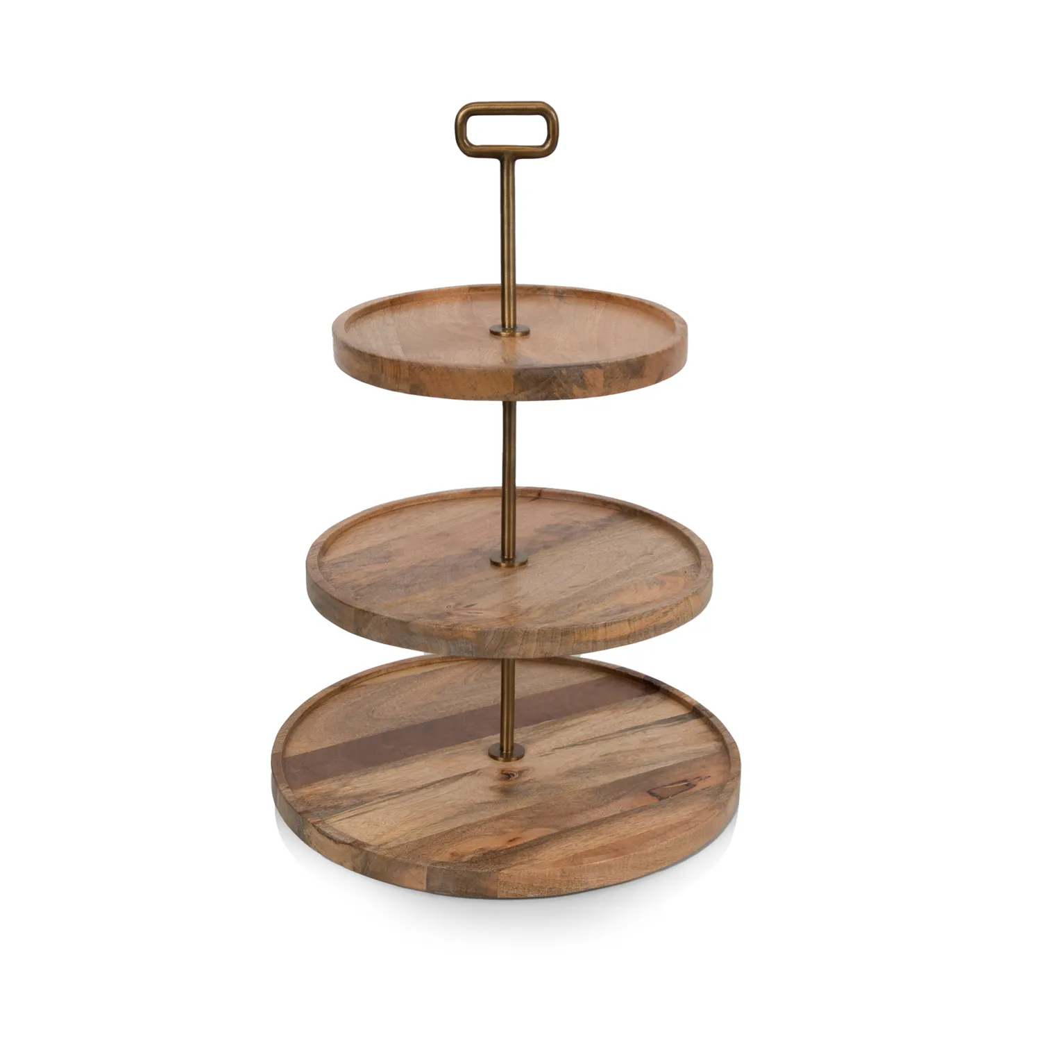 Picnic Time Mango Wood 3-Tier Serving Tray