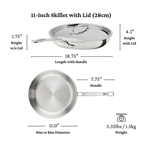 Hestan ProBond Luxe Stainless Steel Skillet with Lid, 11"