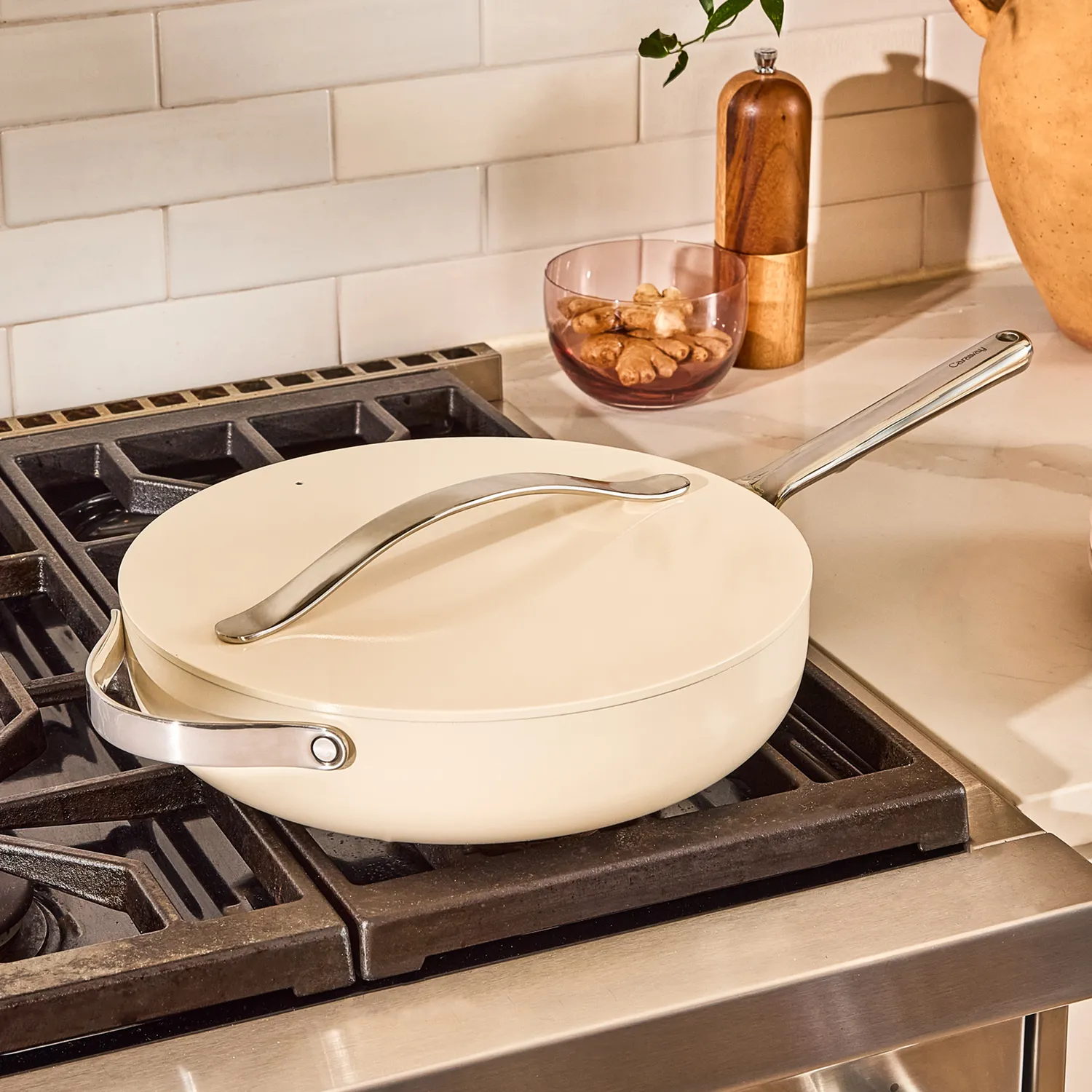 Caraway Ceramic Nonstick Sauté Pan with Lid, 4.5 qt.