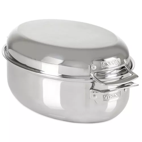 Viking 3-Ply Stainless Steel Oval Roaster with Rack, 8.5 qt.
