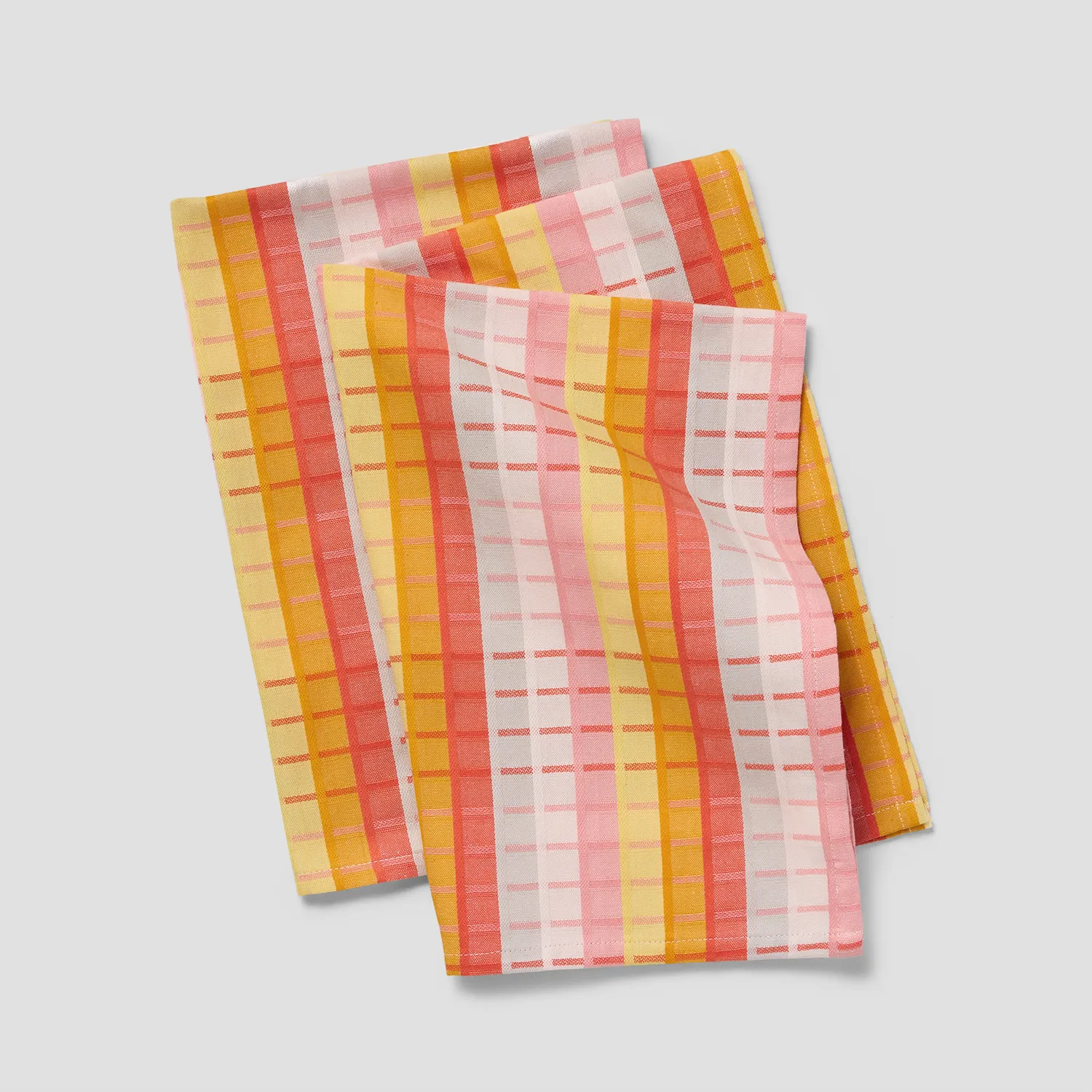 Sur La Table Wild Poppies Plaid Towels, Set of 2