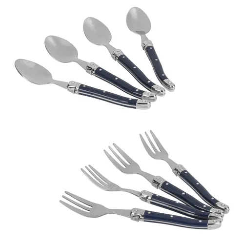 French Home 8-Piece Laguiole Cocktail/Dessert Spoon and Fork Set