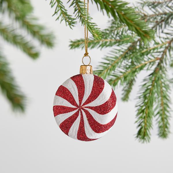 Sur La Table Peppermint Candy Glass Ornament, 2.95"