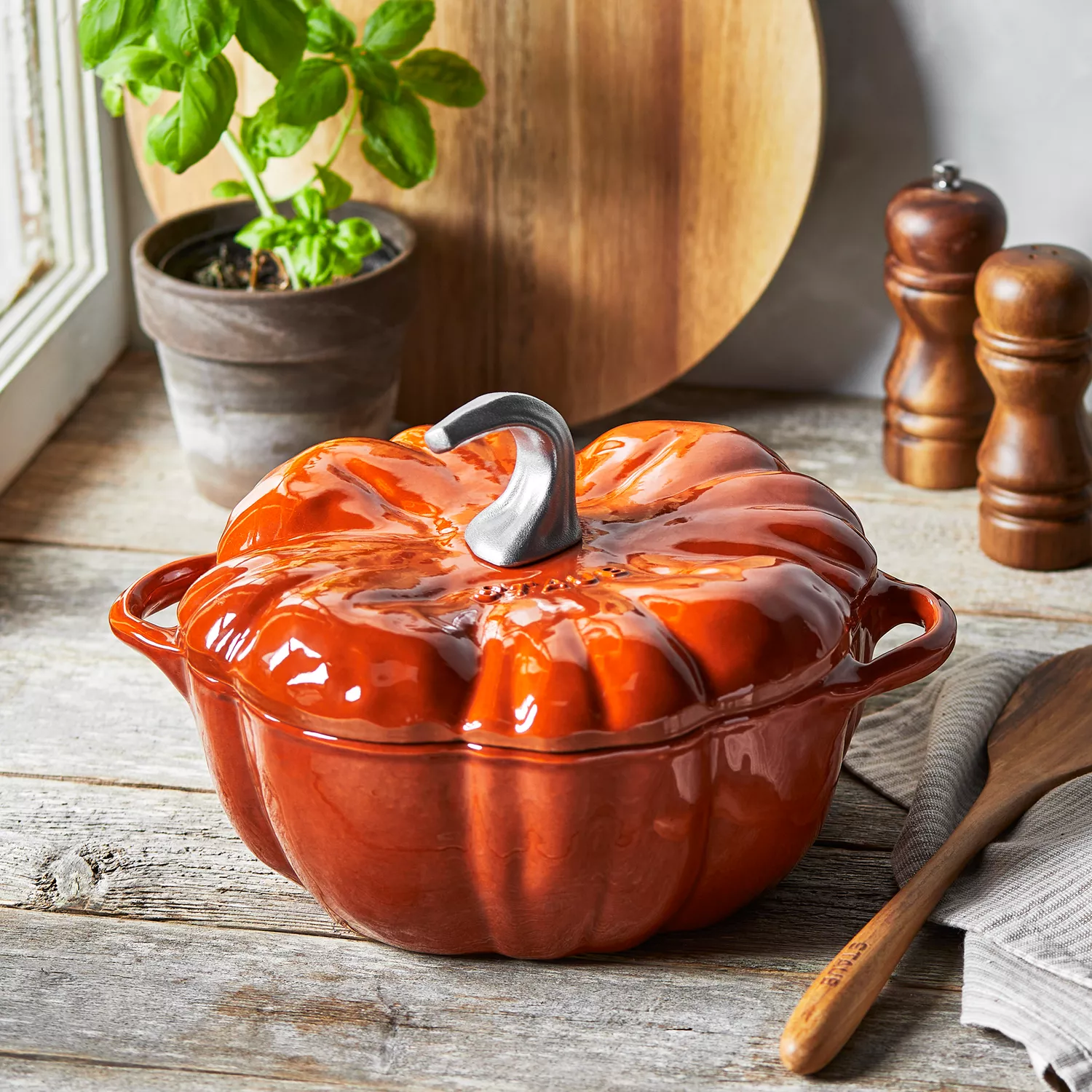 Staub Cast Iron Pumpkin Cocotte, 3.5 Qt.