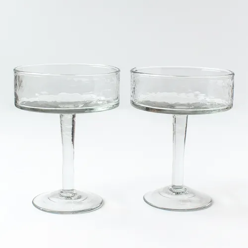 Powered by People Handblown Hammered Coupe Cocktail Glasses, Set of 4