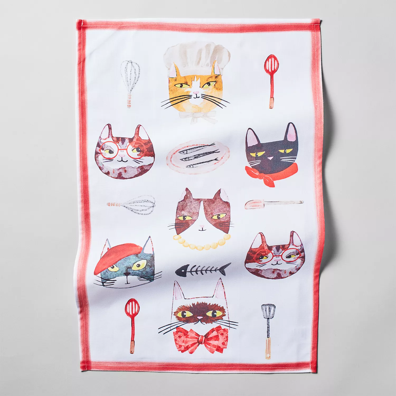 Sur La Table Cat Kitchen Towel, White