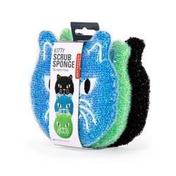 Kikkerland Kitty Scrub Sponges, Set of 3