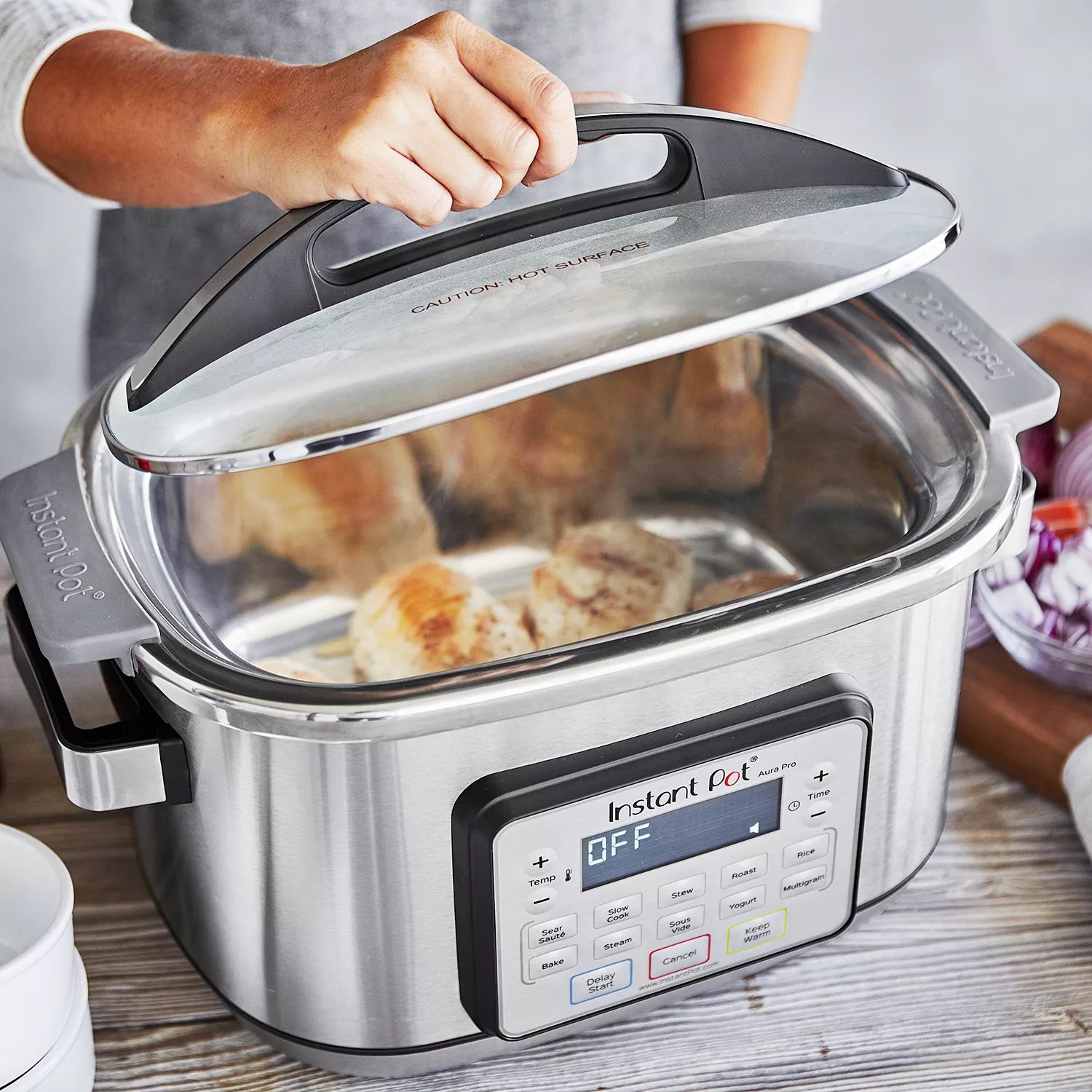 Instant Pot Aura Pro Multi-Use Programmable Slow Cooker with Sous Vide, 8  Quart, No Pressure Cooking Functionality