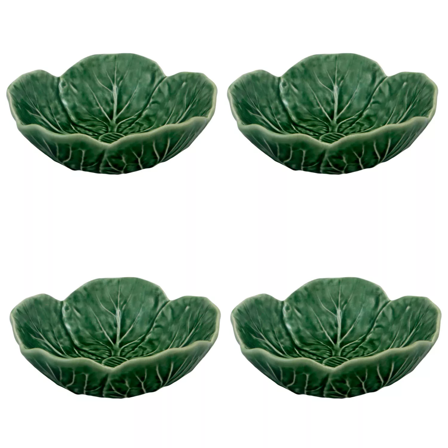 Bordallo Pinheiro Cabbage Green Bowls, Set of 4