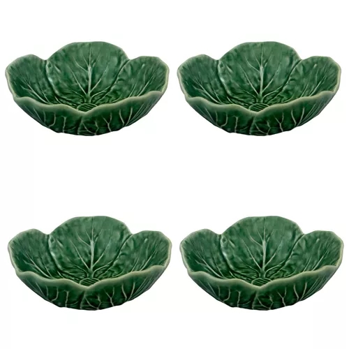 Bordallo Pinheiro Cabbage Green Bowls, Set of 4
