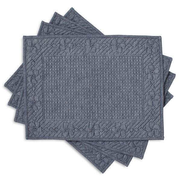 Indigo Quilted Placemats, Set of 4