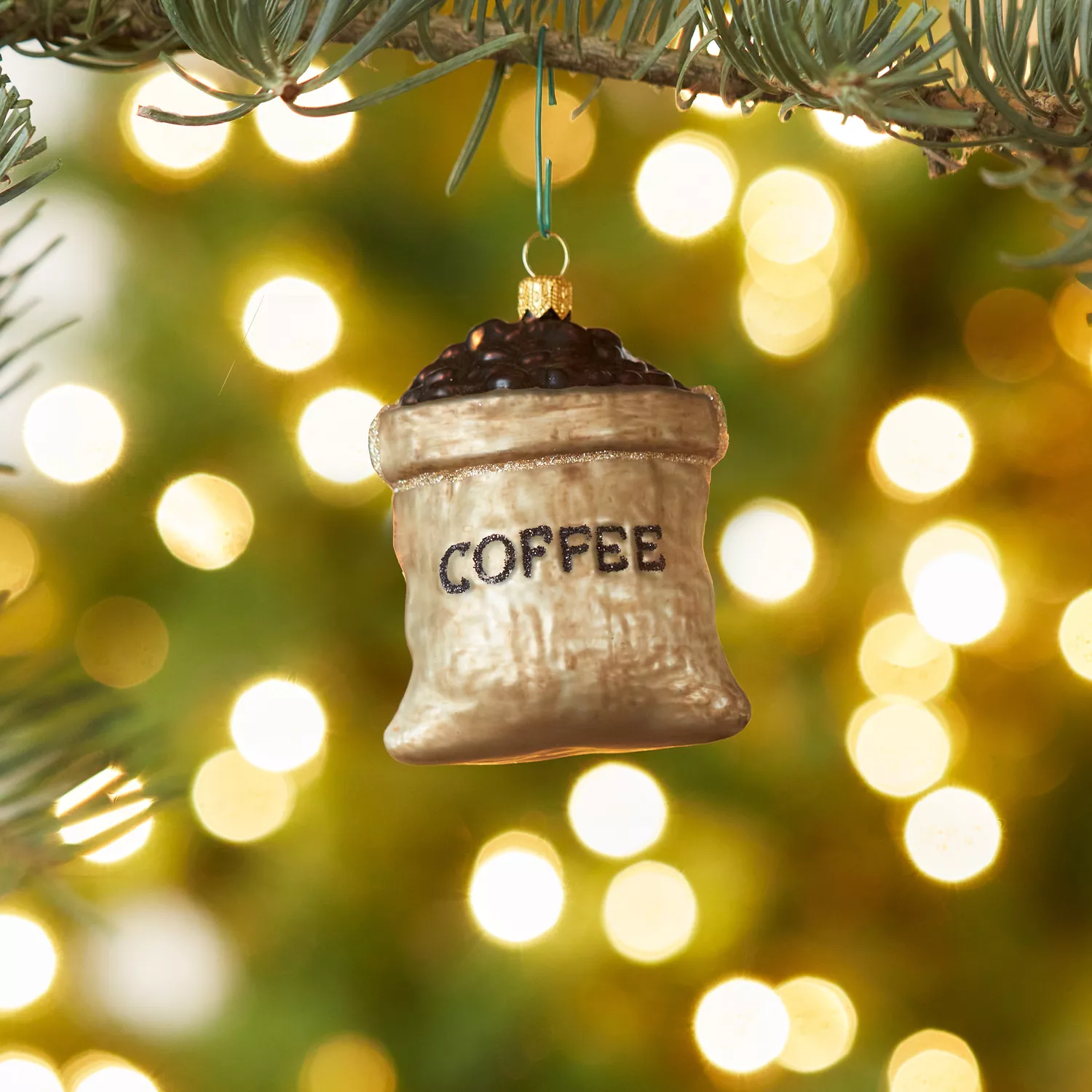 Sur La Table Coffee Beans Glass Ornament, 3.2"