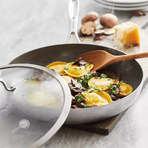 Pea and Sage Ravioli with Crispy Prosciutto