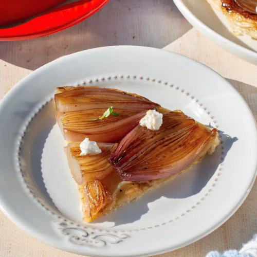 Caramelized Shallot Tarte Tatin with Goat Cheese & Thyme