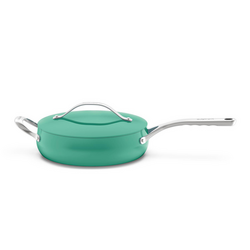 Cuisinart Culinary PurelyCeramic Sauté Pan with Lid, 4.5-qt. It has a cover, so I can let food simmer in it, or use it as a frying pan to make perfect sunny side up eggs