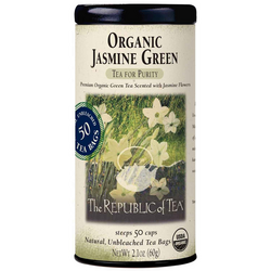 The Republic of Tea Organic Jasmine Green Tea I am not a big green tea drinker but I got a sample of this and it was drinkable for someone who rarely drinks green