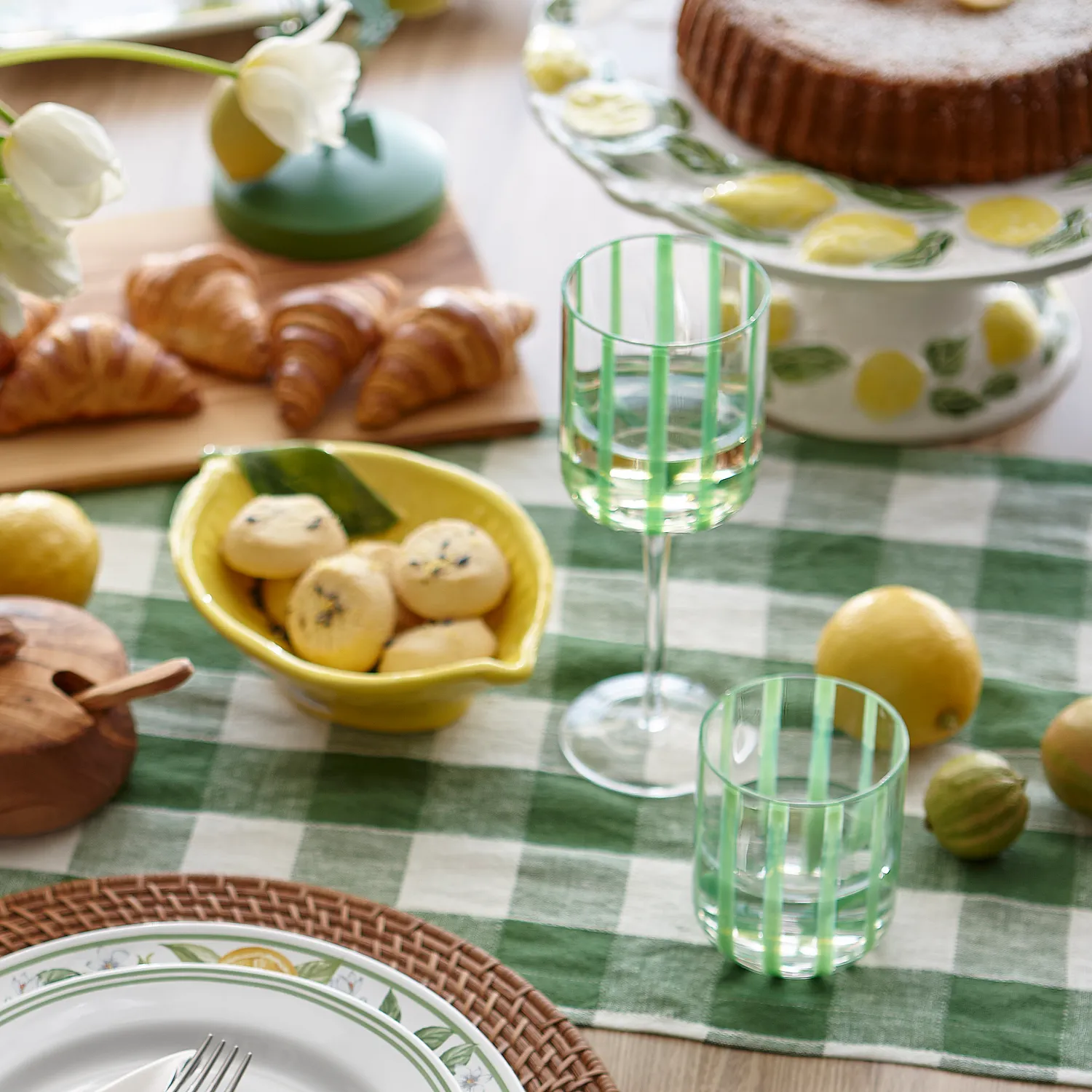 Sur La Table Green Stripe Wine Glass