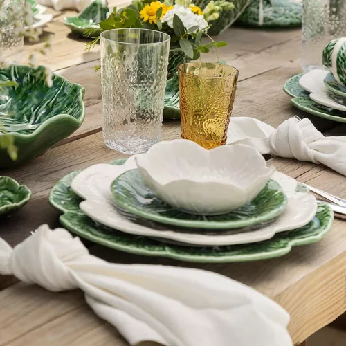 Bordallo Pinheiro Cabbage Green Dinner Plates, Set of 4