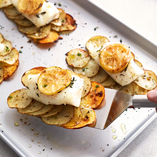 Lemon-Herb Cod with Crispy Garlic Potatoes