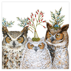 Paper Products Holiday Hoot Cocktail Napkins, Set of 20