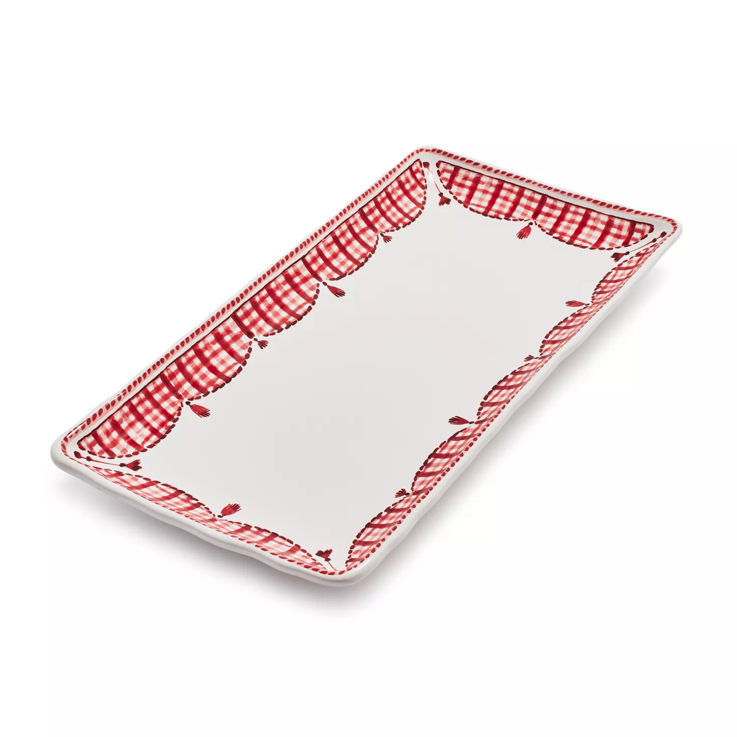 Sur La Table Red Gingham Rectangle Platter