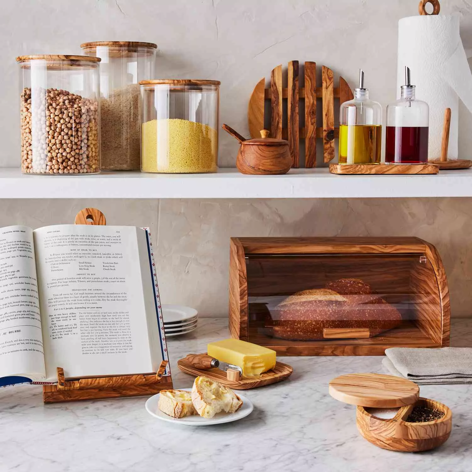 Sur La Table Olivewood Oil and Vinegar Cruet Set