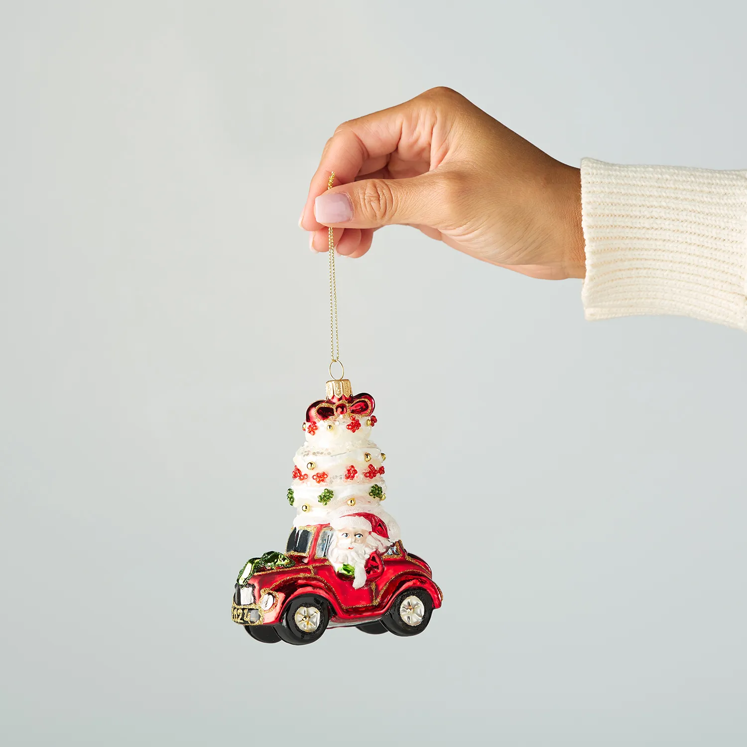 Sur La Table Truck with Cake Glass Ornament, 4.7"