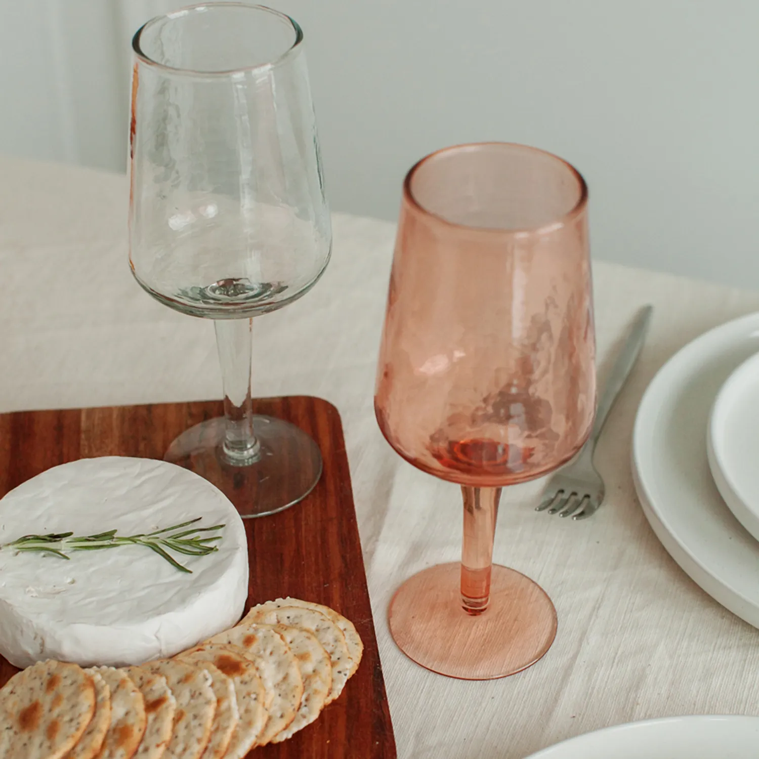 Powered by People Handblown Hammered Wine Glasses, Set of 4