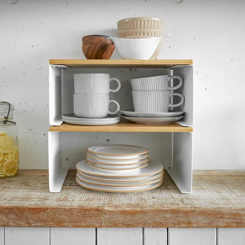 Yamazaki Tosca Steel & Wood Stackable Countertop Shelf