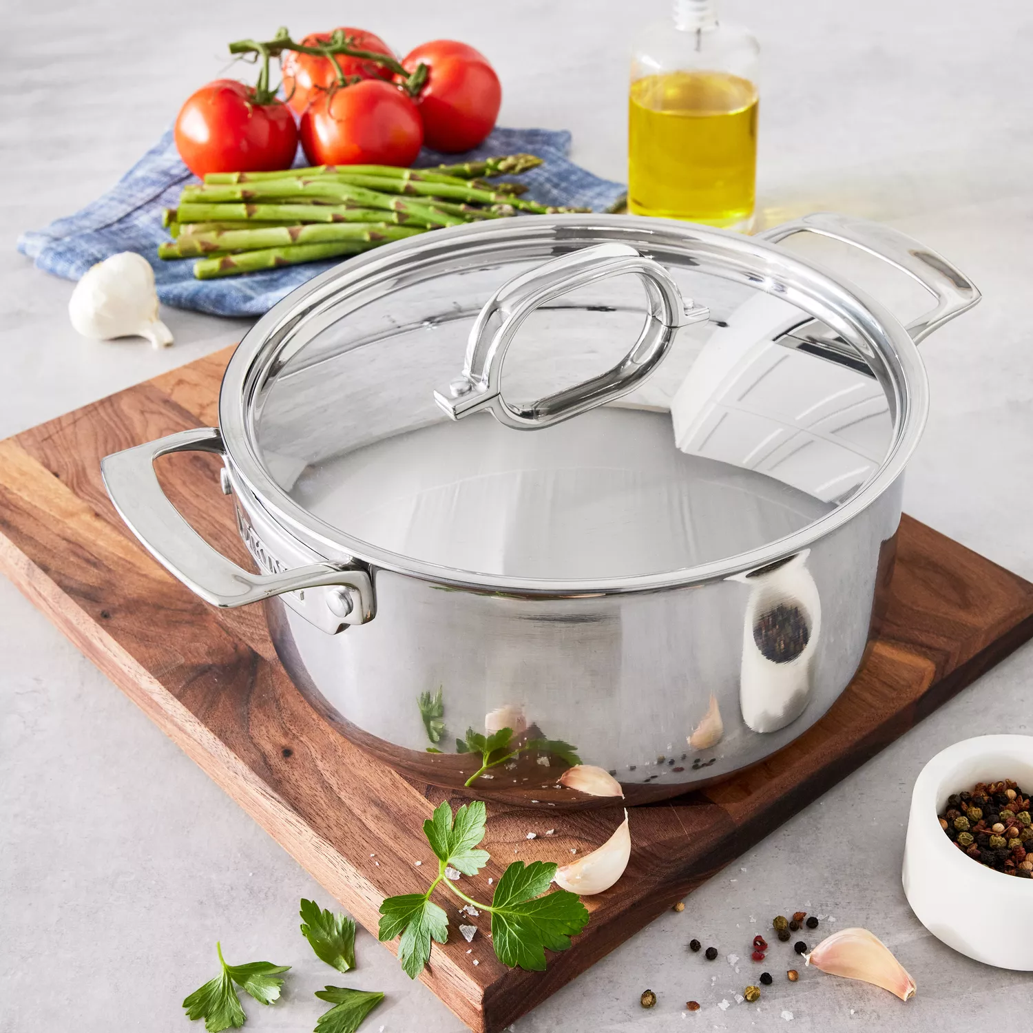 Viking Contemporary 3-Ply Stainless Steel 5.2 qt. Dutch Oven with Lid