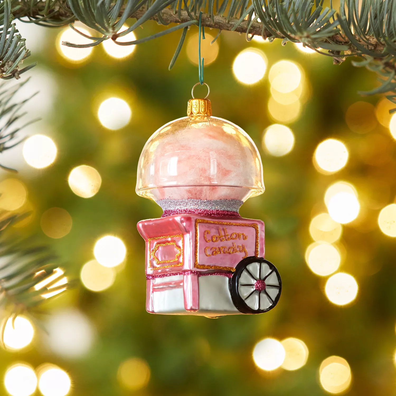 Sur La Table Vintage Cotton Candy Machine Glass Ornament