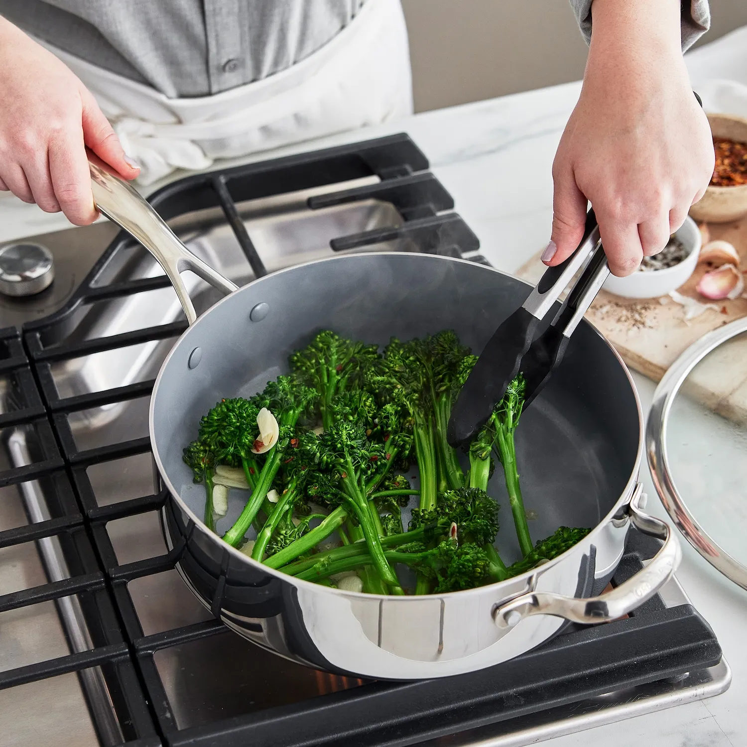 GreenPan Stainless Steel Valencia Pro Ceramic Nonstick Sauté Pan w/ Lid, 5 qt.