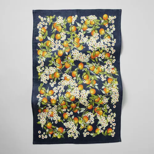 Sur La Table Orange Blossoms Linen Kitchen Towel