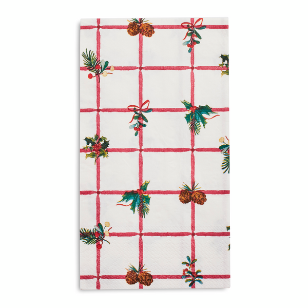 Holly Grid Paper Guest Napkins, Set of 20