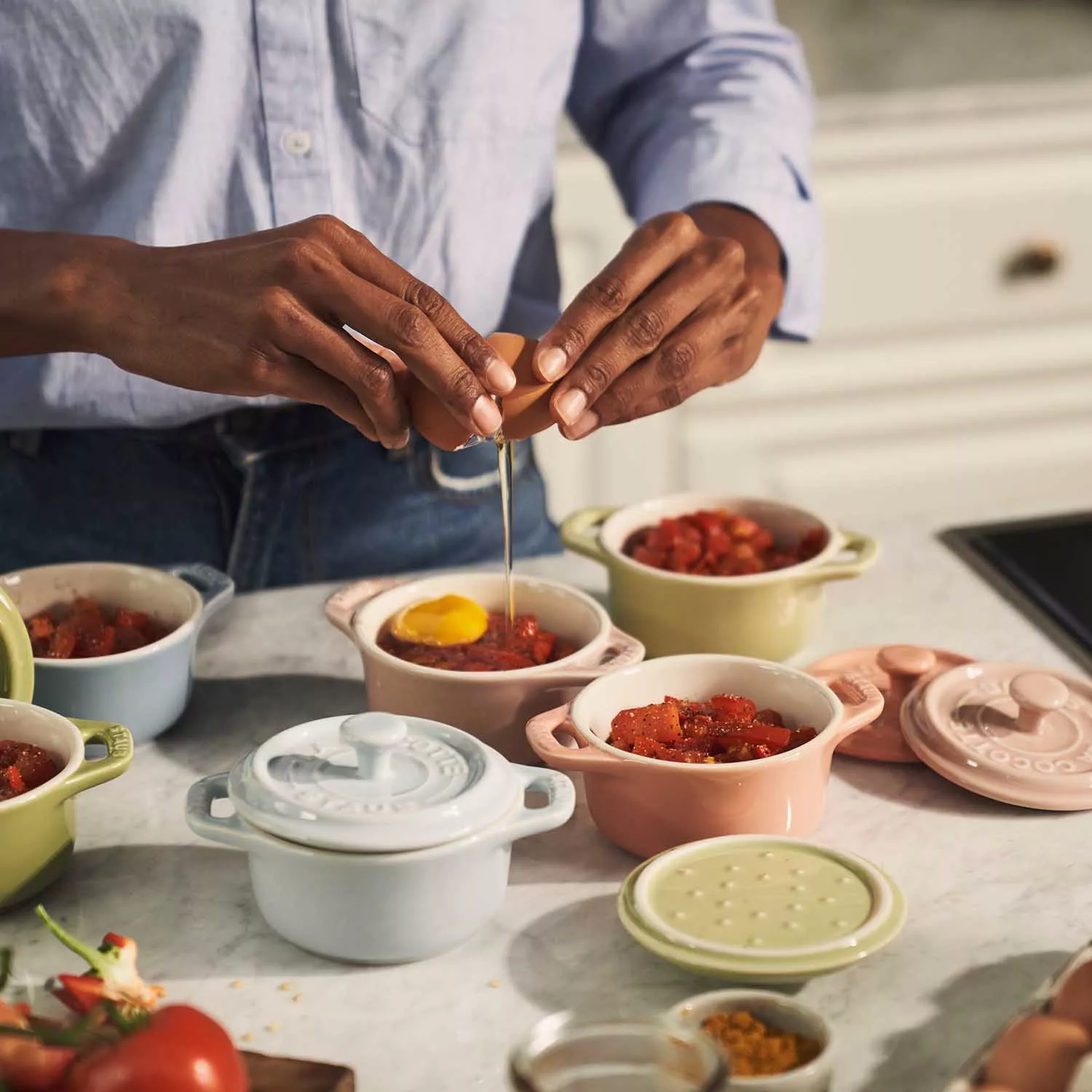 Staub Pastel Macaron Stoneware Mini Cocottes, Set of 6